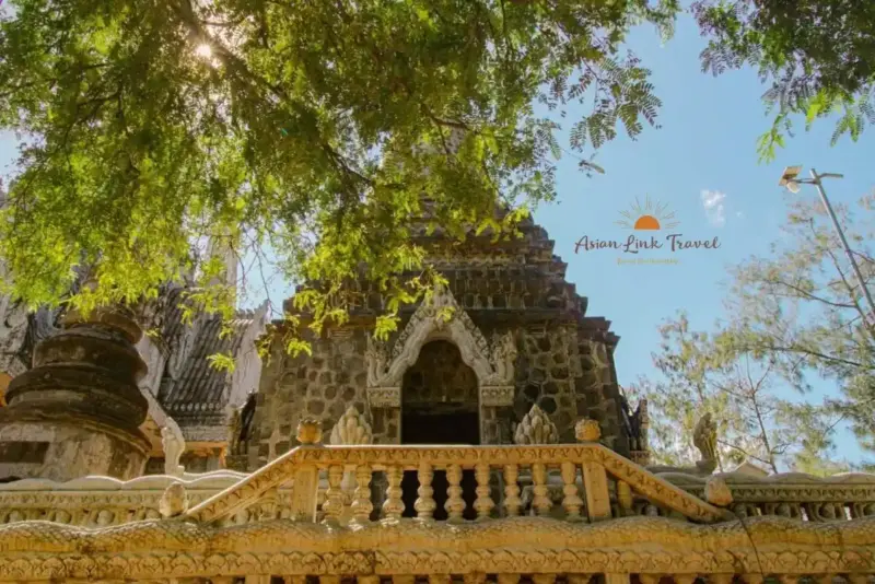 Ancient Pagoda Under Tree Light