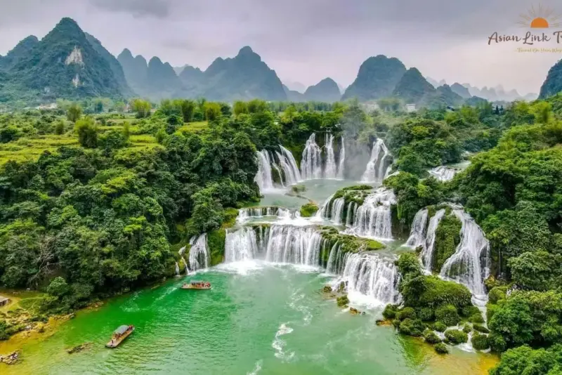 Ban Gioc Waterfall Drone View