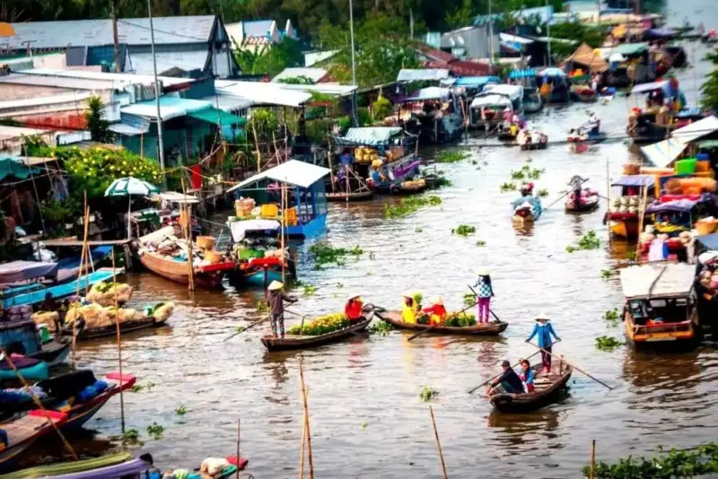 Mekong Delta Floating Market View