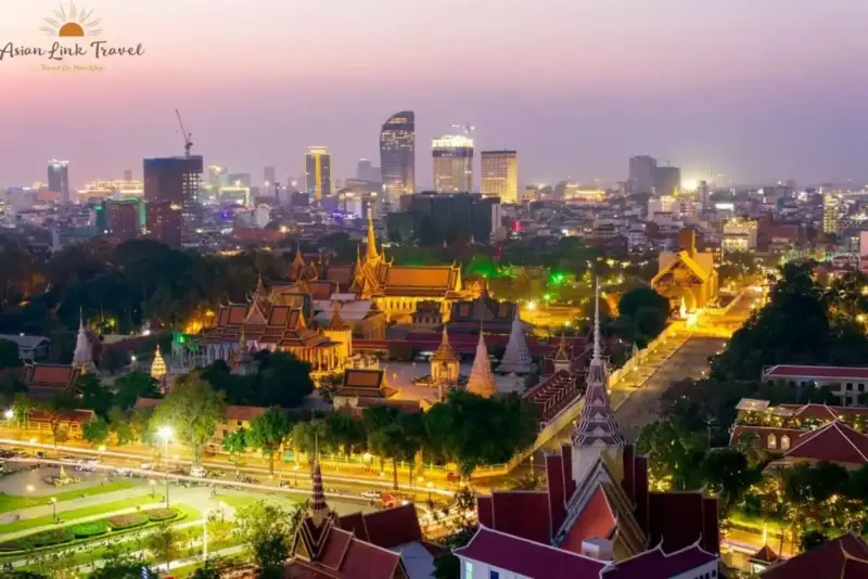 Phnom Penh Cityscape Night Lights