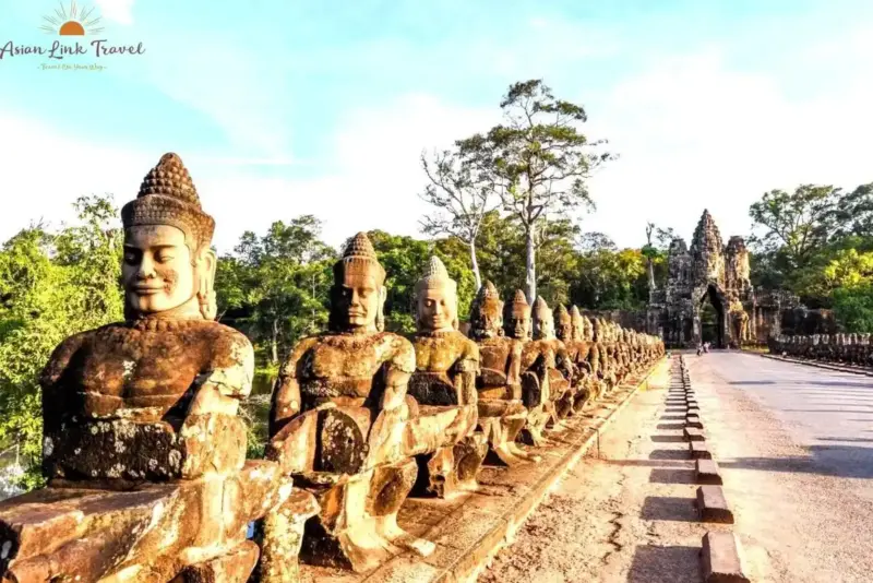 Statues On Angkor Thom Gate Bridge