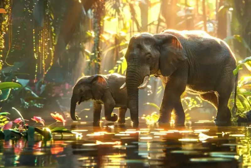Laos Elephants In Nature