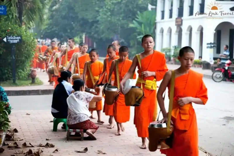 Laos Monk Alms Giving