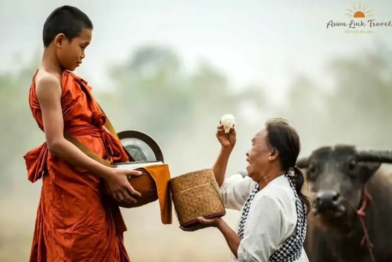 Laos Monk Offering