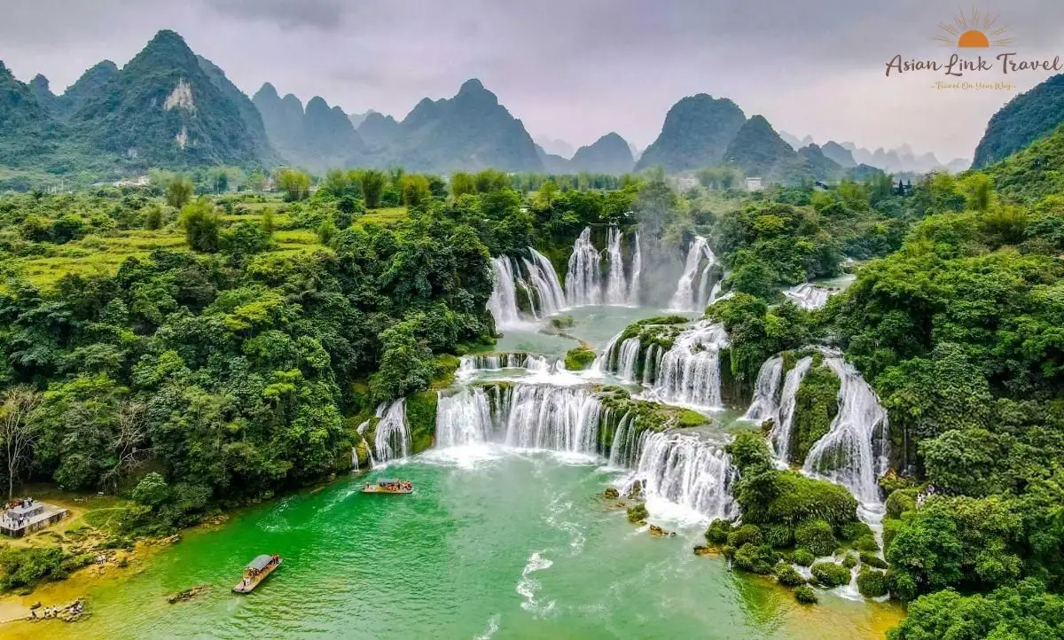 Ban Gioc Waterfall Drone View